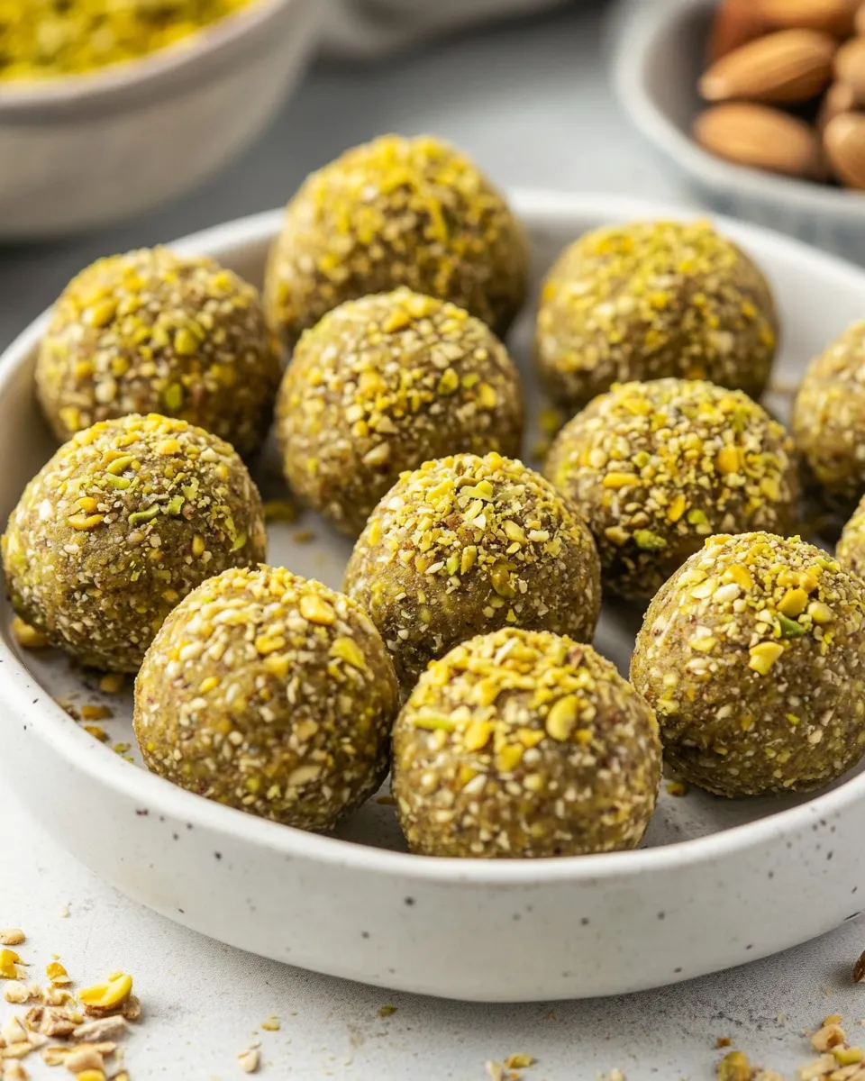 Easy Pistachio Protein Balls food shot