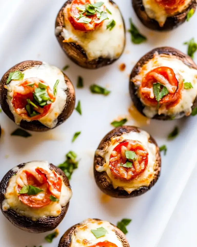 Homemade Pizza Dip Stuffed Mushrooms photo