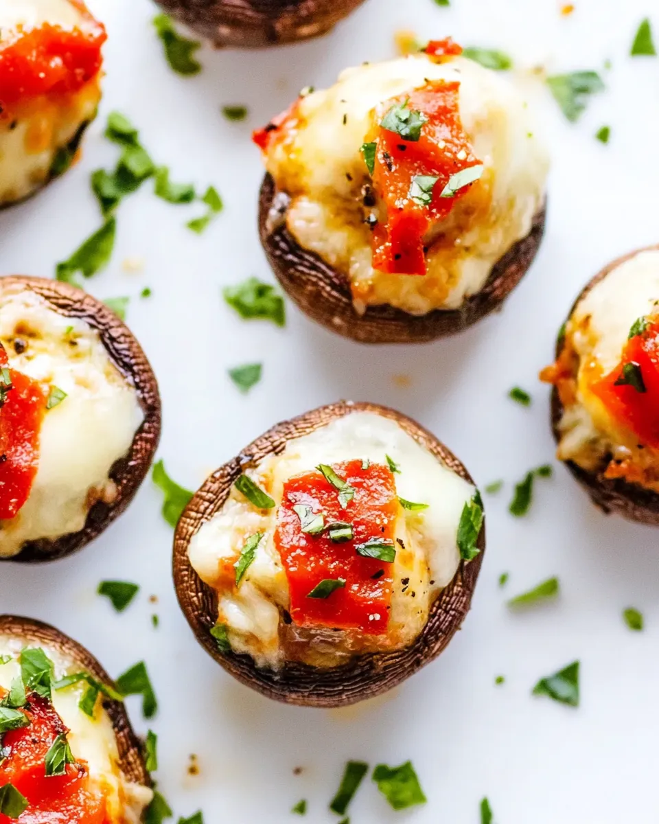 Easy Pizza Dip Stuffed Mushrooms recipe image