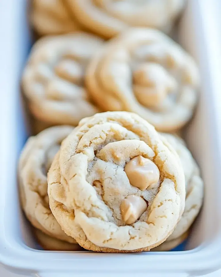 Delicious Puffy Vanilla and Peanut Butter Chip Cookies food shot