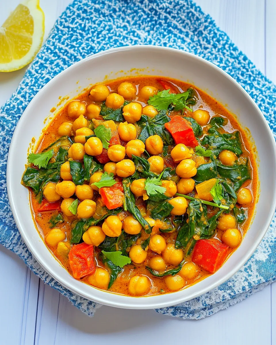Easy Quick Chickpea and Spinach Curry (Chana Masala) recipe image