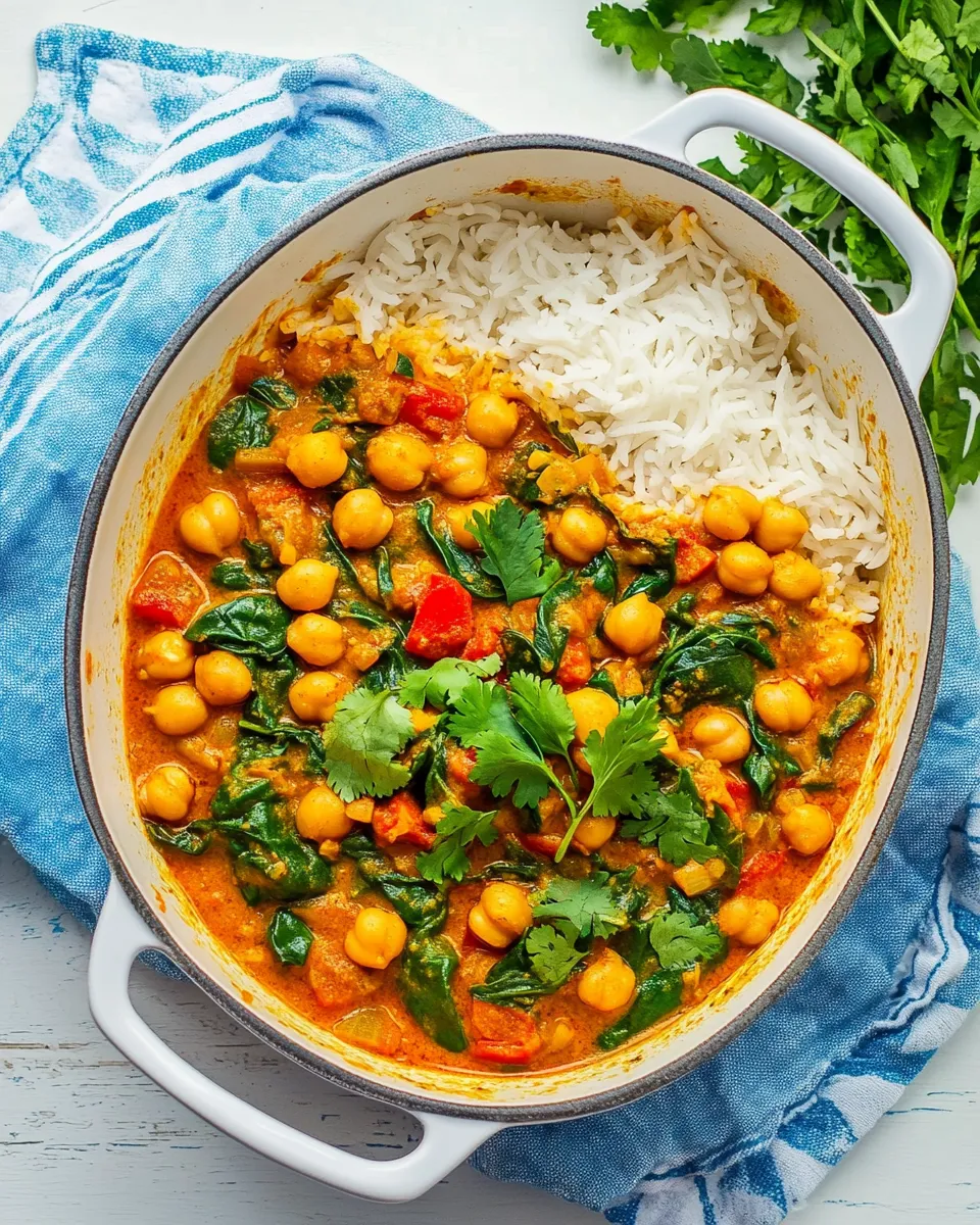 Delicious Quick Chickpea and Spinach Curry (Chana Masala) dish photo