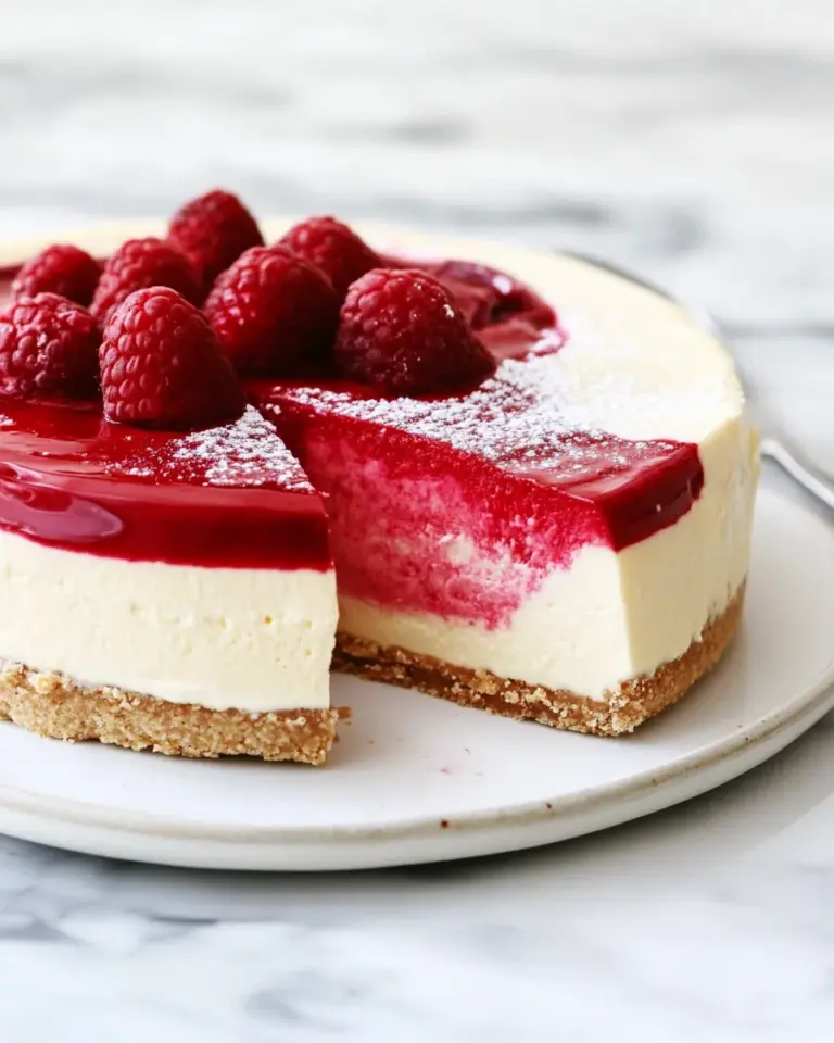 Delicious Raspberry Vegan Cheesecake food shot