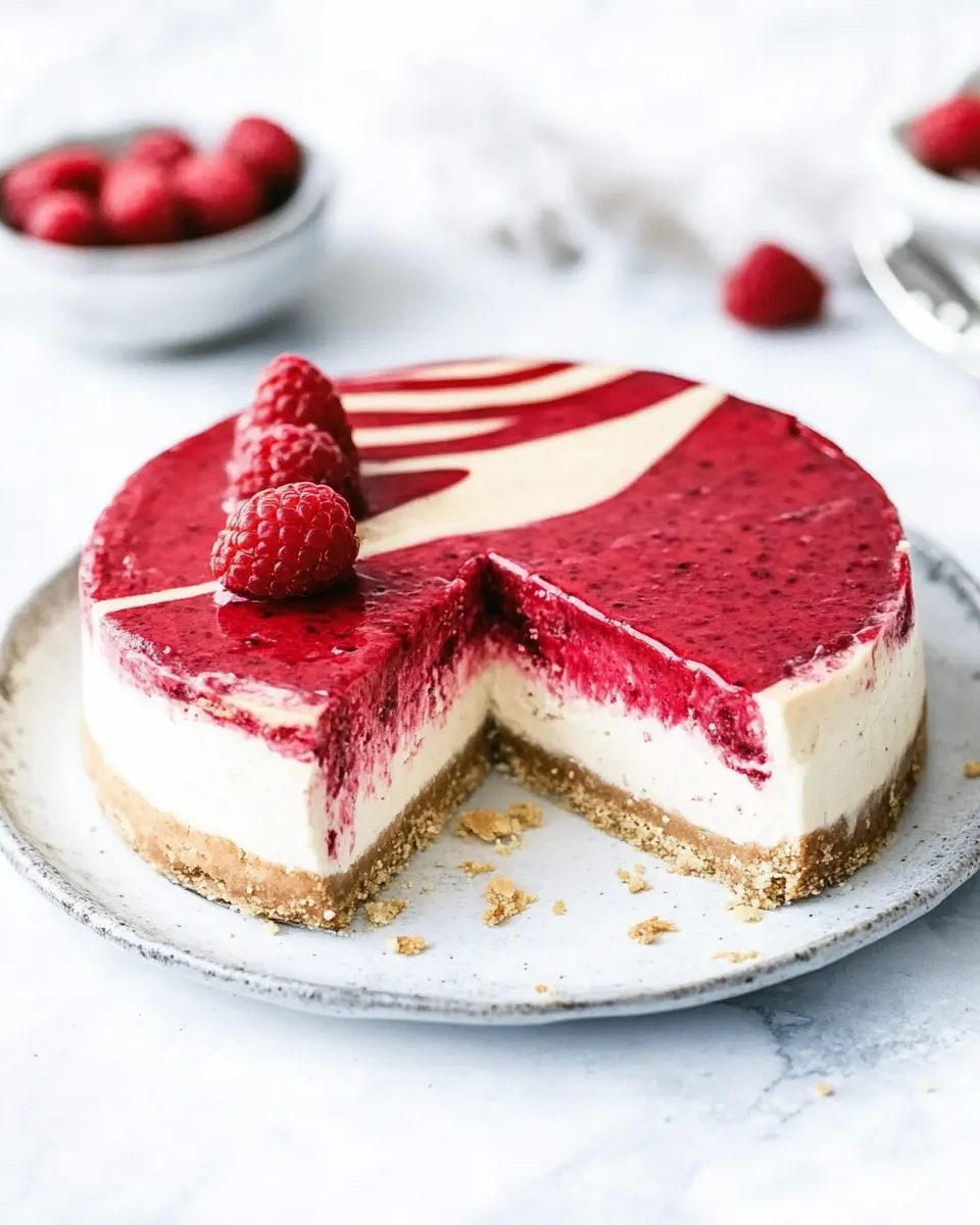 Homemade Raspberry Vegan Cheesecake recipe photo
