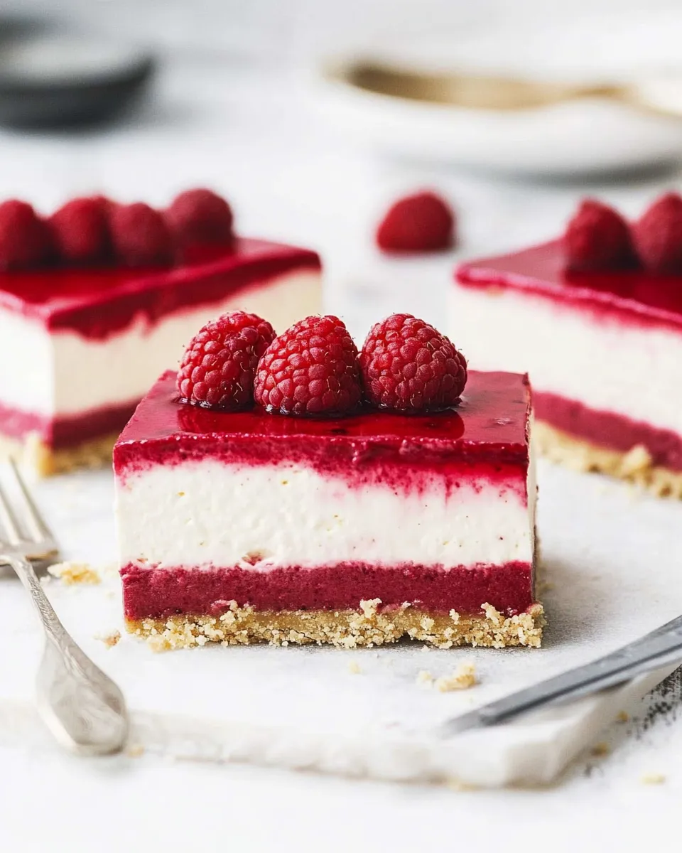 Fresh Raspberry Vegan Cheesecake plate image