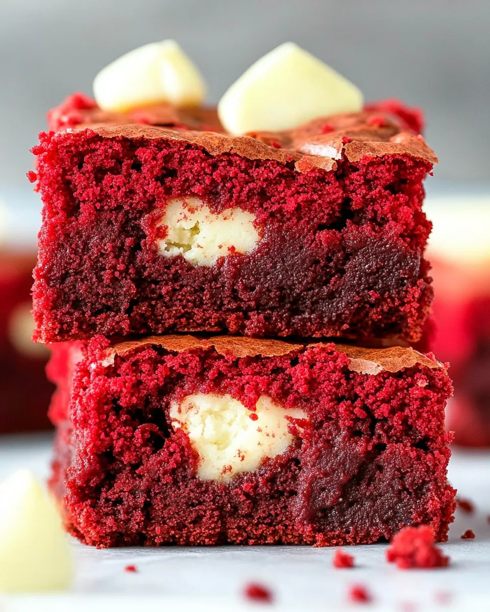 Easy Red Velvet Brownies food shot