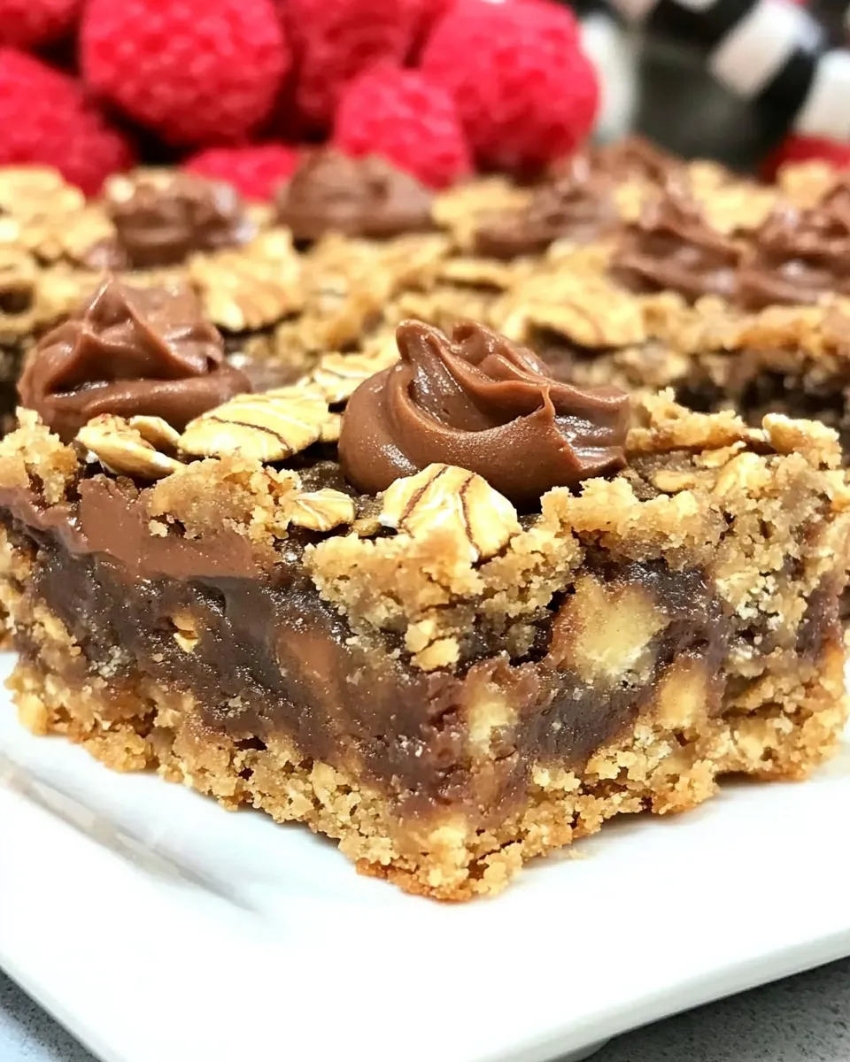Easy Reeses Peanut Butter Oatmeal Cookie Bars food shot