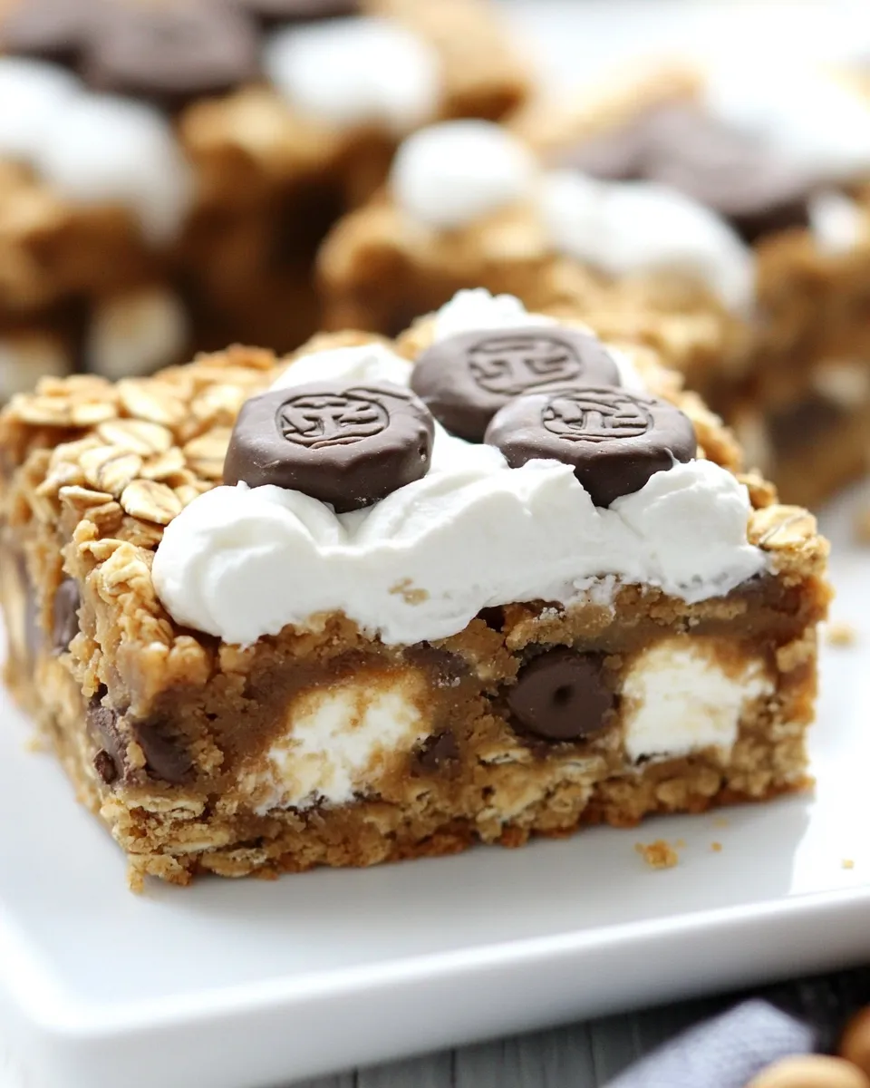 Homemade Reeses Peanut Butter Smores Oatmeal Cookie Bars photo