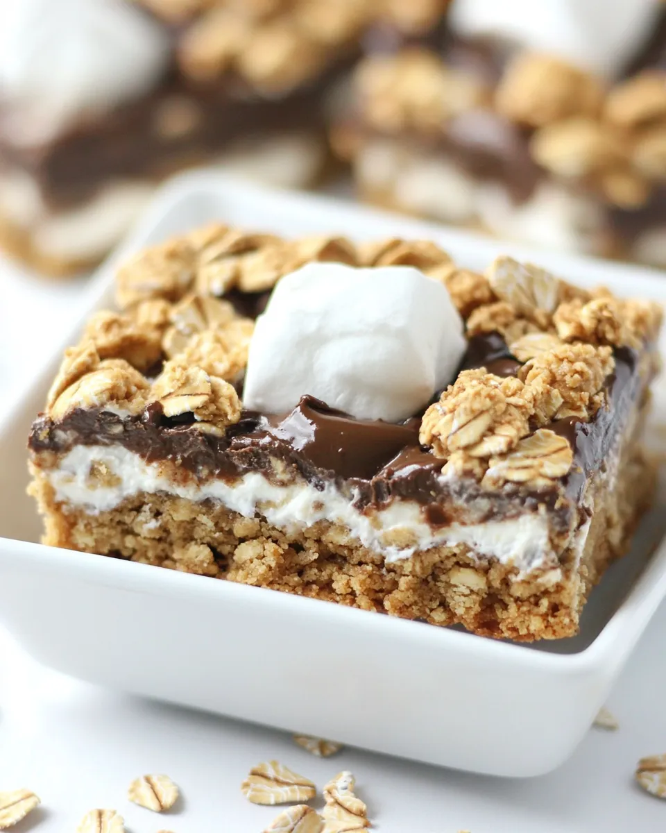 Easy Reeses Peanut Butter Smores Oatmeal Cookie Bars recipe photo
