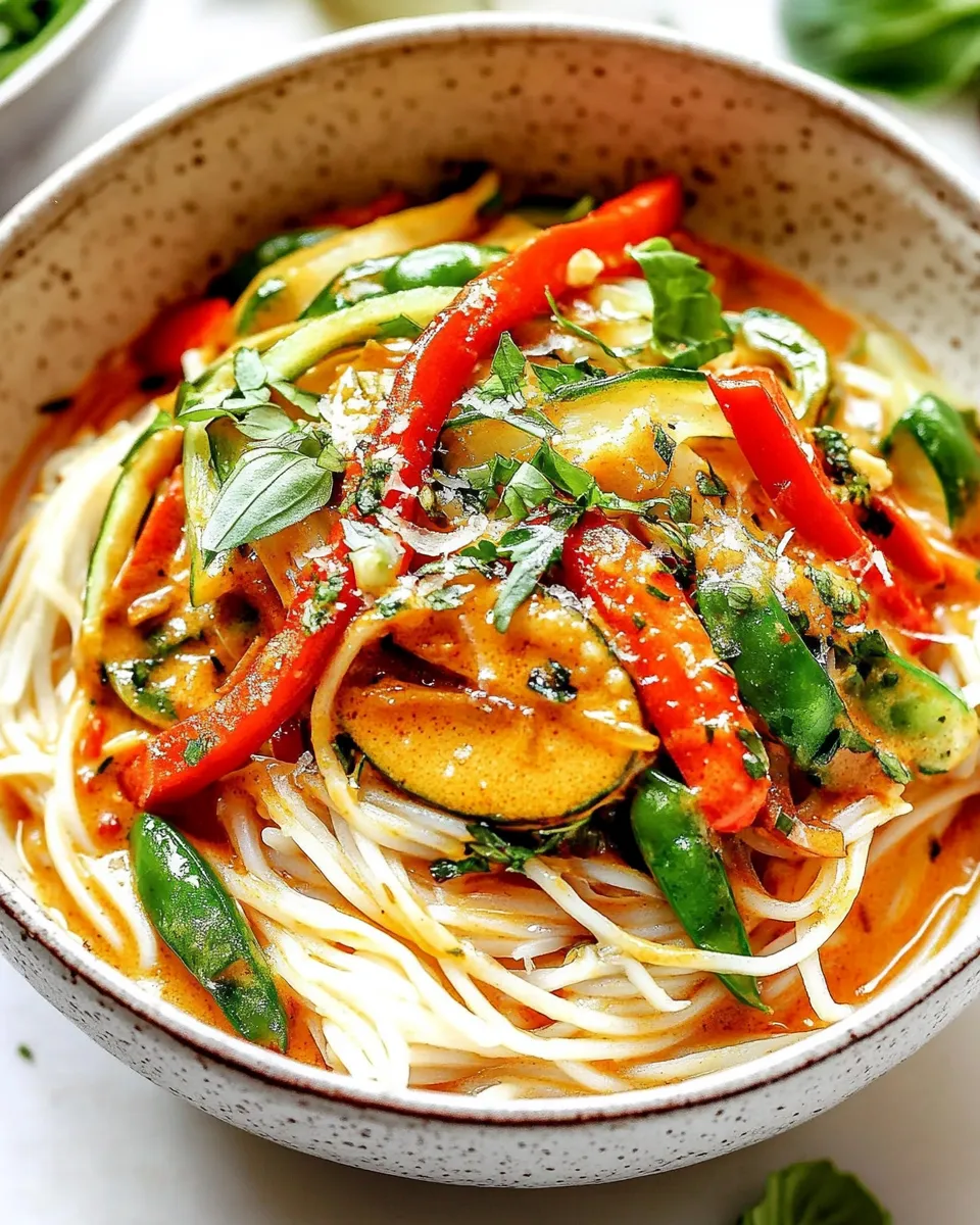 Easy Rice Noodles in Coconut Curry Sauce food shot