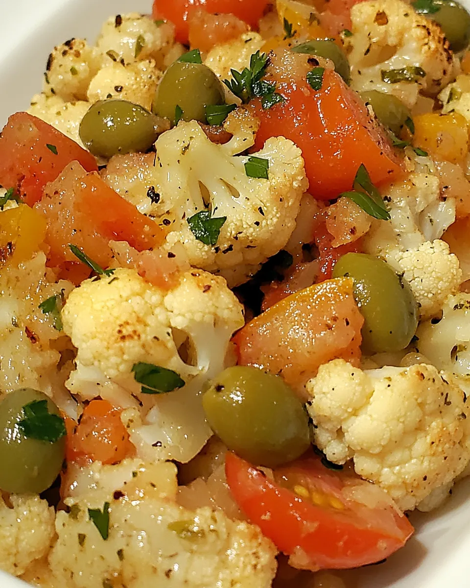 Homemade Roasted Cauliflower with Tomato and Green Olives recipe photo