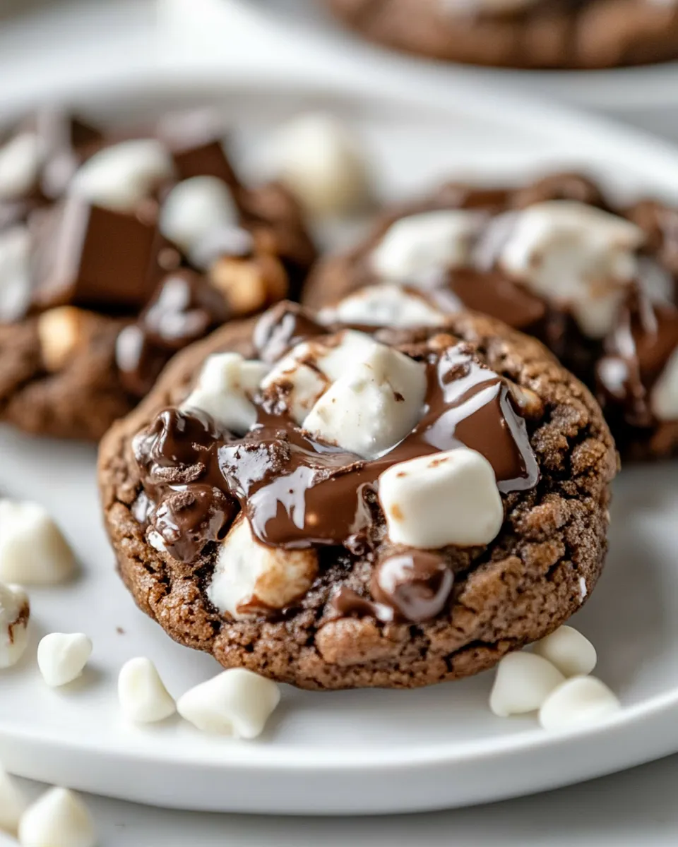 Easy Rocky Road Chocolate Cookies food shot
