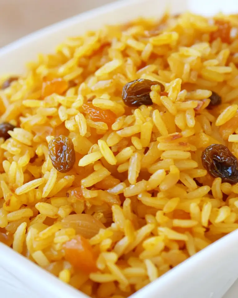 Homemade Saffron Rice with Golden Raisins & Pine Nuts photo