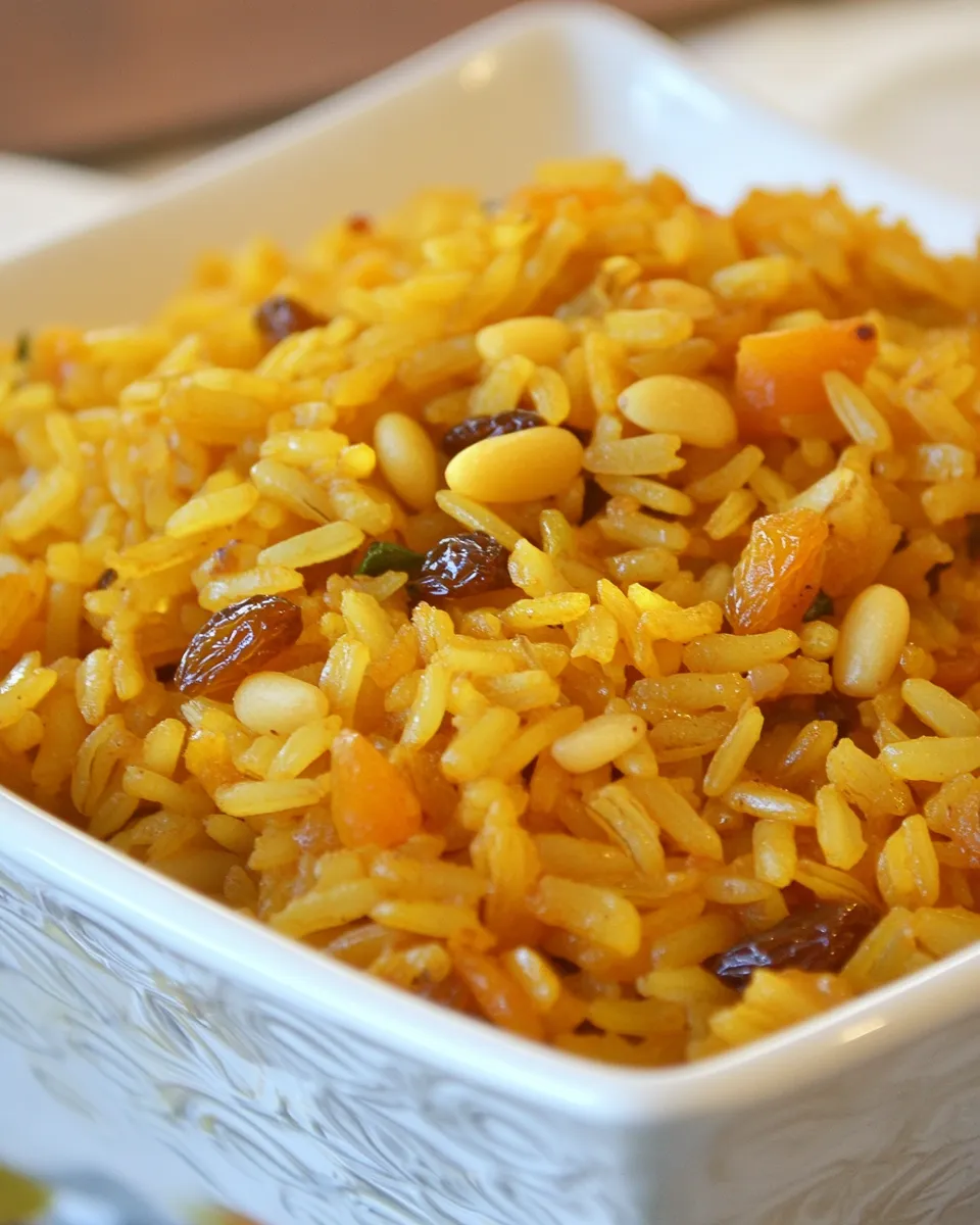 Classic Saffron Rice with Golden Raisins & Pine Nuts image