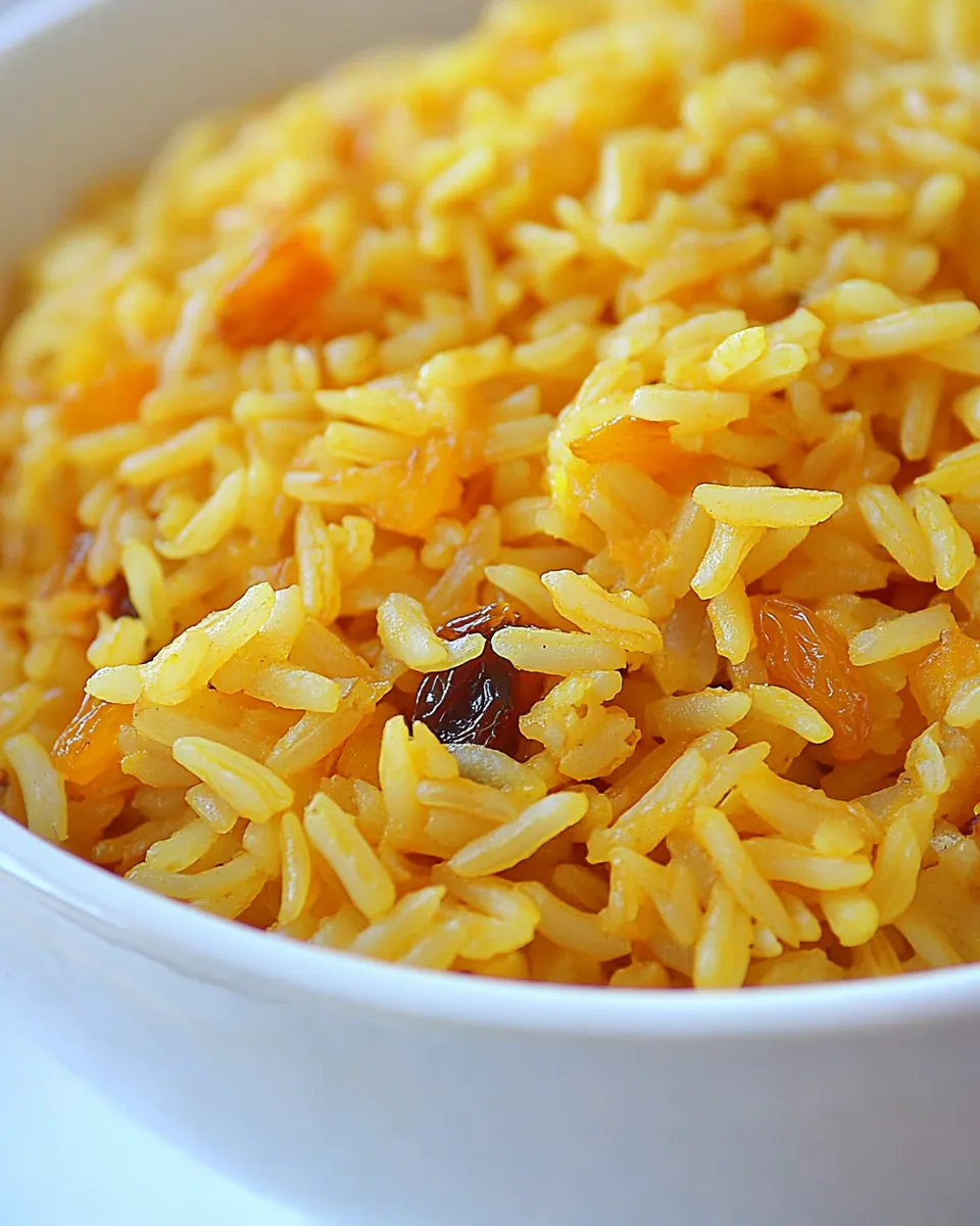 Delicious Saffron Rice with Golden Raisins & Pine Nuts dish photo