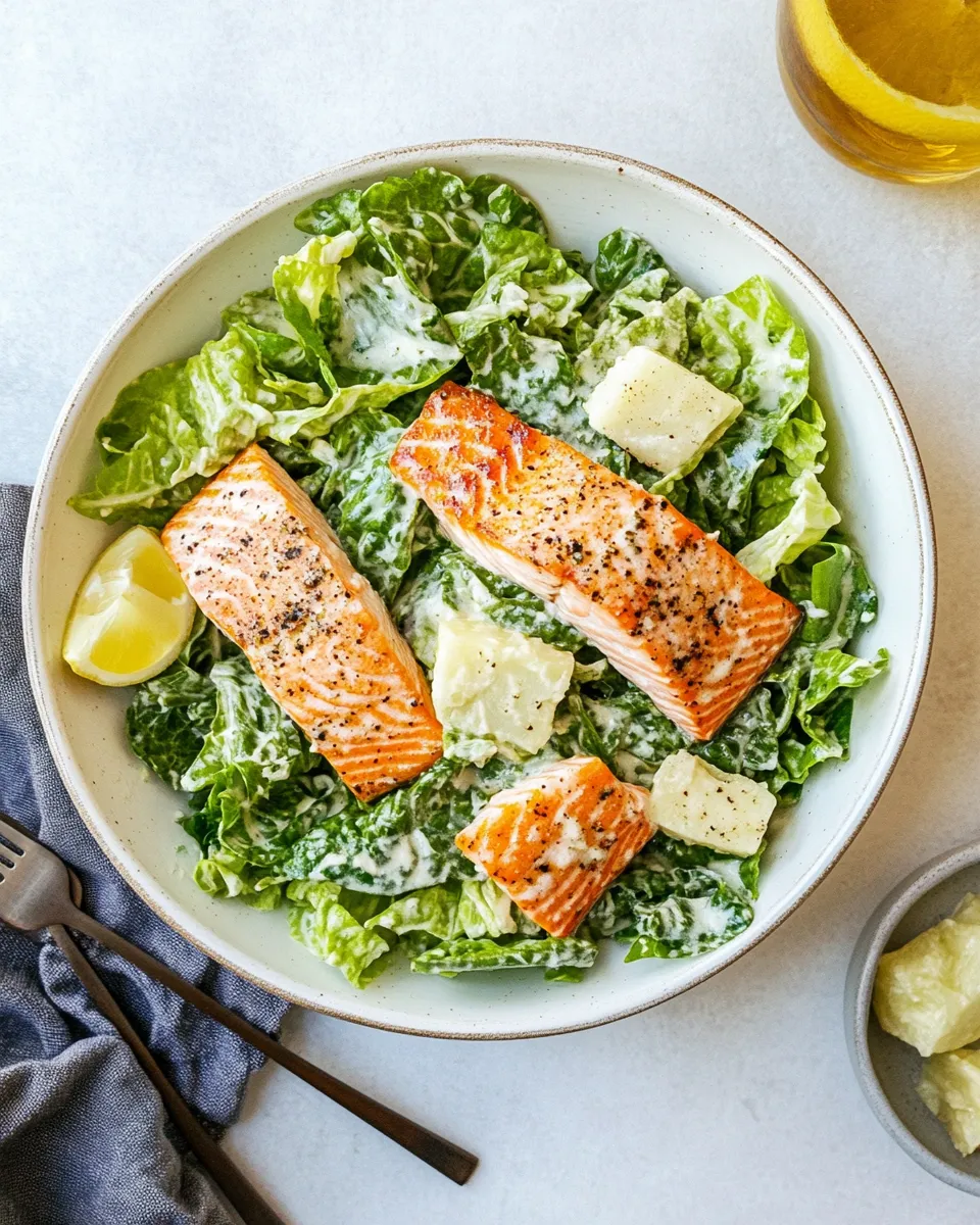 Easy Salmon Caesar Salad recipe photo