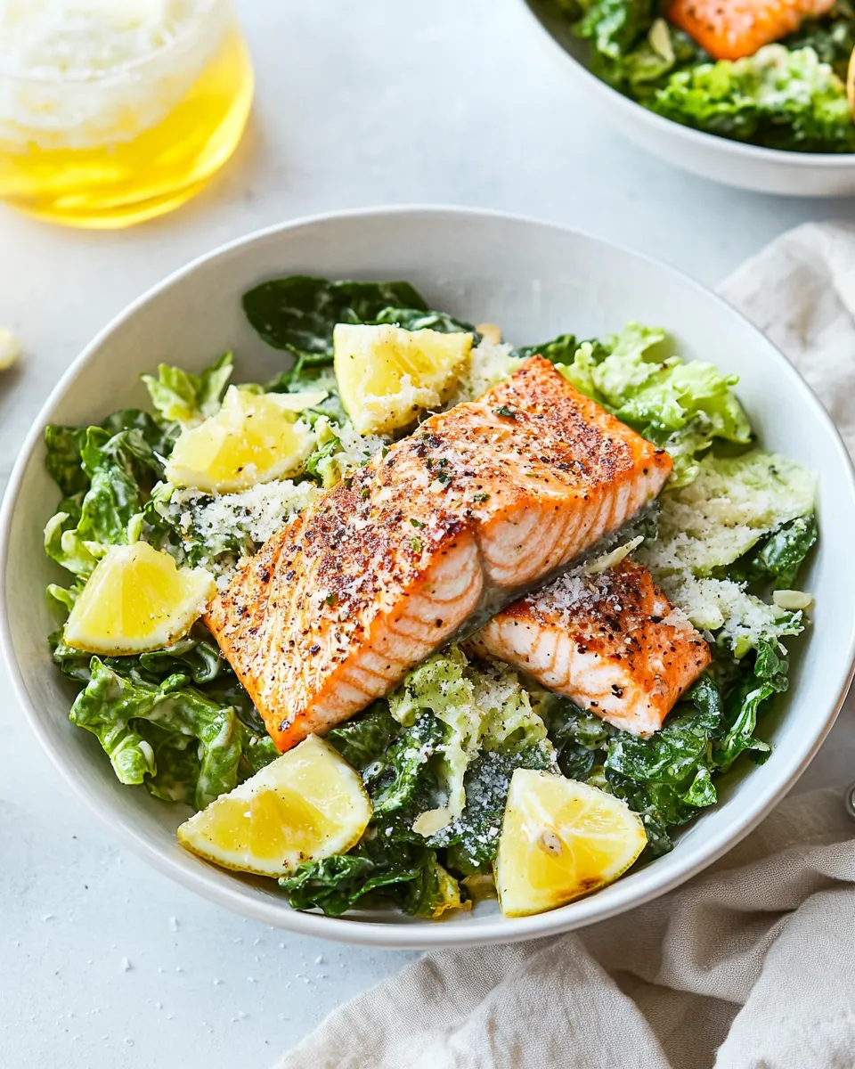Delicious Salmon Caesar Salad dish photo