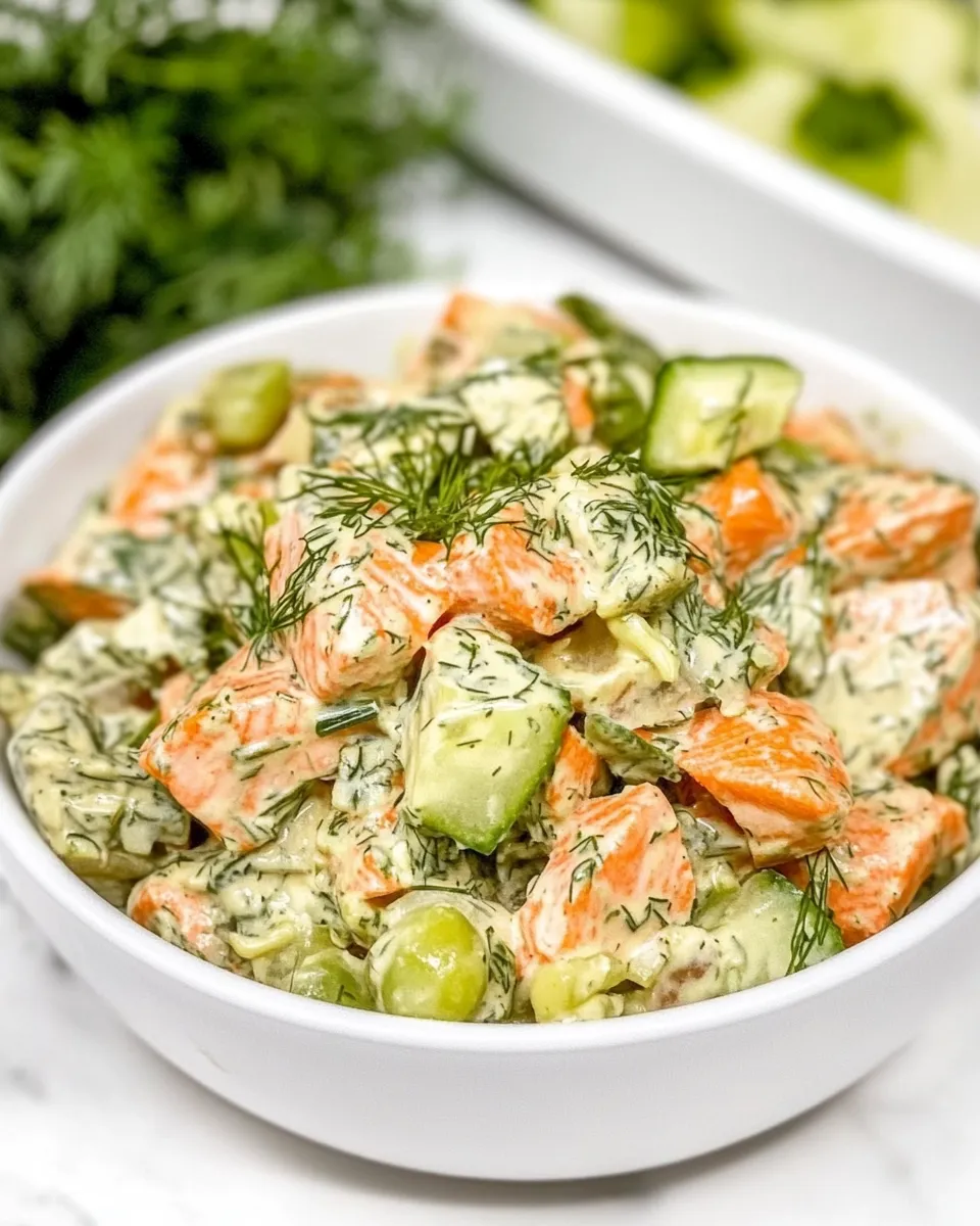 Delicious Salmon Salad with Dill dish photo