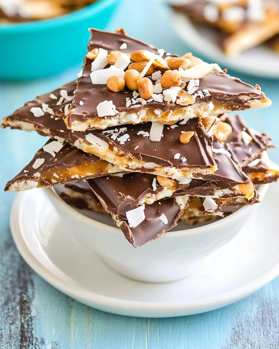 Easy Salted Caramel Chocolate Coconut Bark dish photo