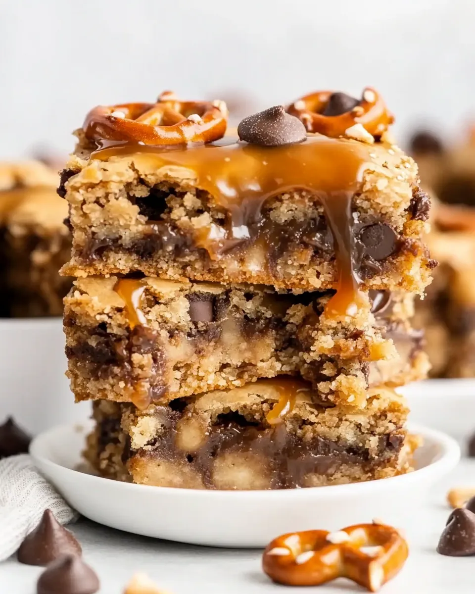 Homemade Salted Caramel Pretzel Blondies dish photo