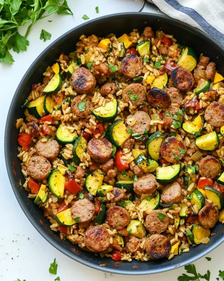 Homemade Sausage Zucchini and Brown Rice Skillet (One Pan) recipe photo