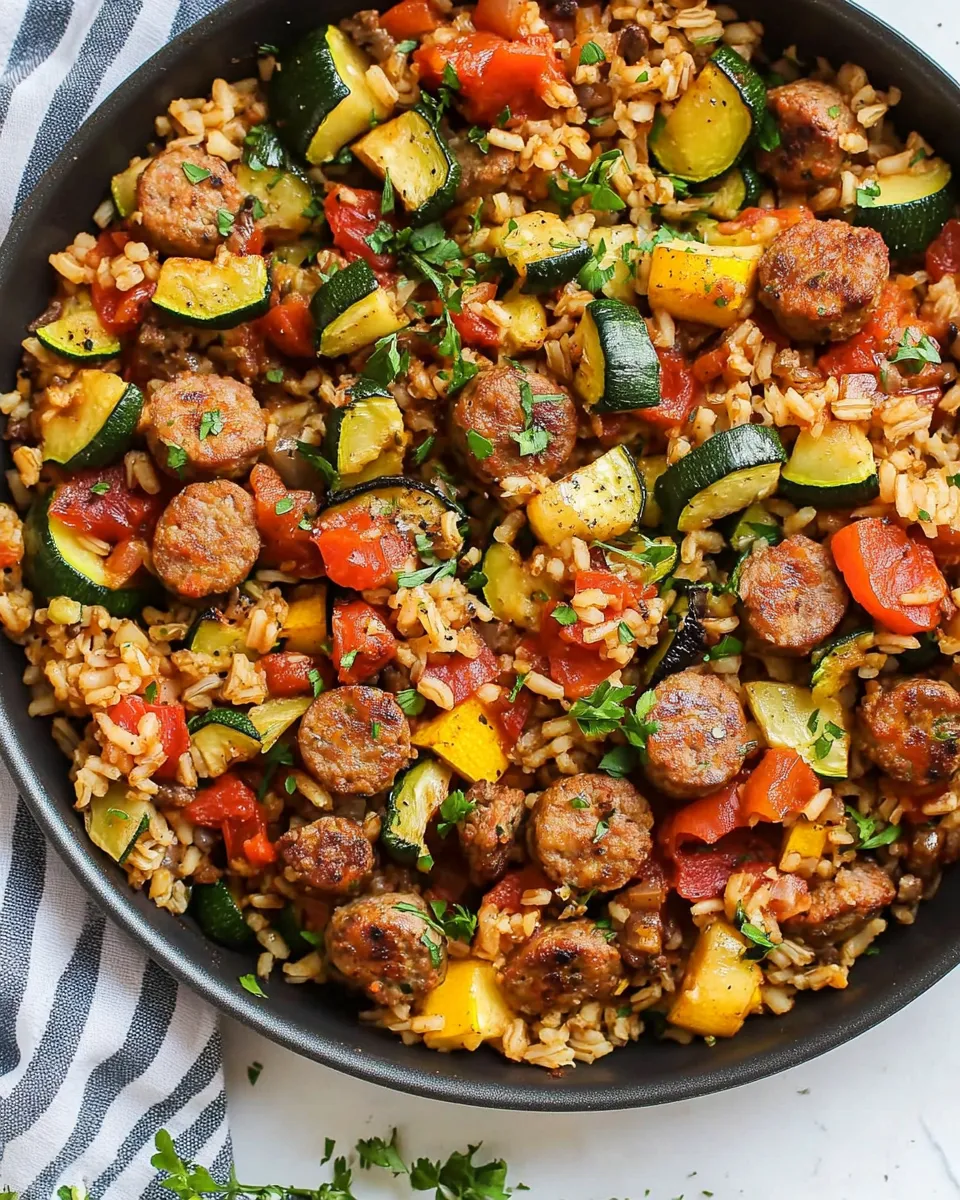 Classic Sausage Zucchini and Brown Rice Skillet (One Pan) dish photo
