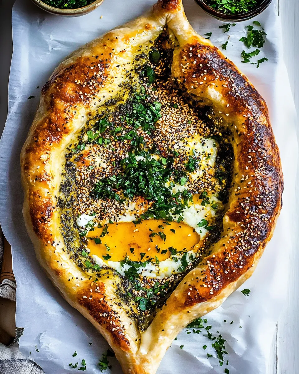 Homemade Sesame Gouda Khachapuri. recipe photo