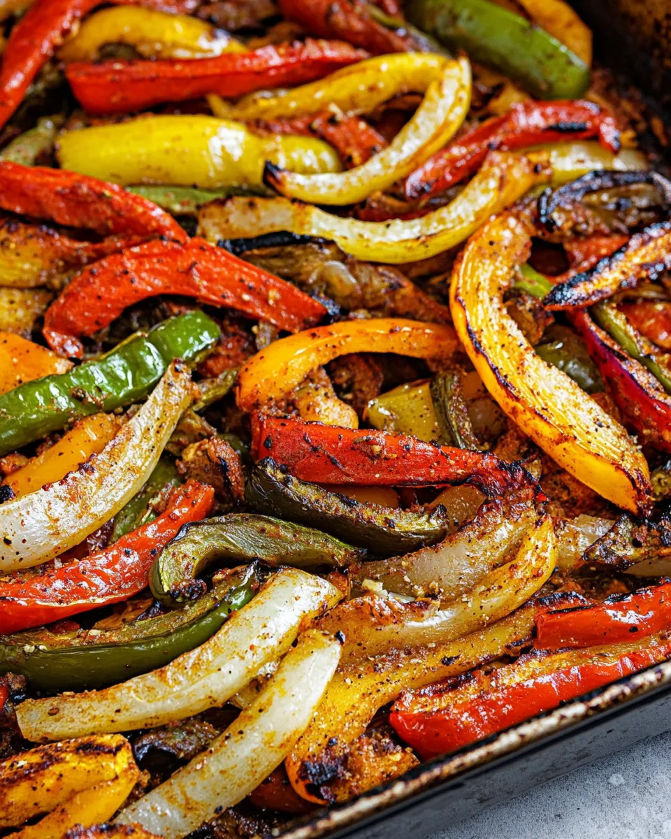 Delicious Sheet Pan Fajita Veggies (Flavorful & EASY!) food shot