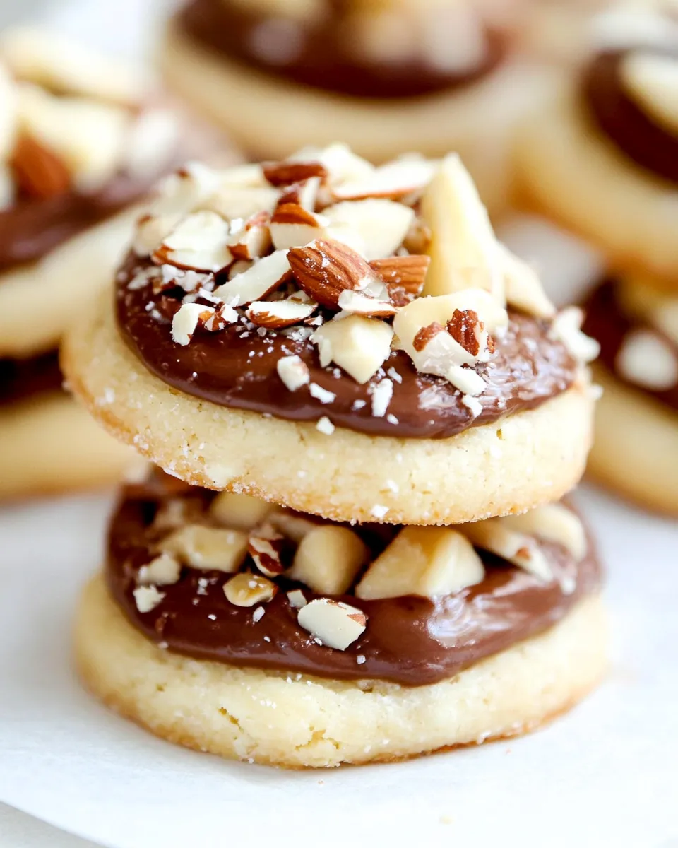 Delicious Shortbread Cookies with Nutella, Banana and Almonds dish photo