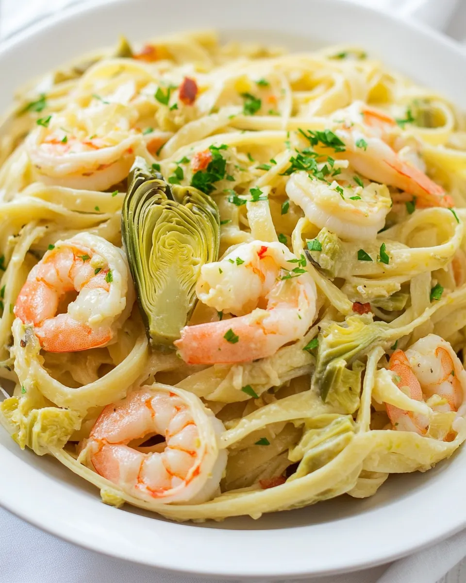 Homemade Shrimp and Artichoke Linguine Recipe photo