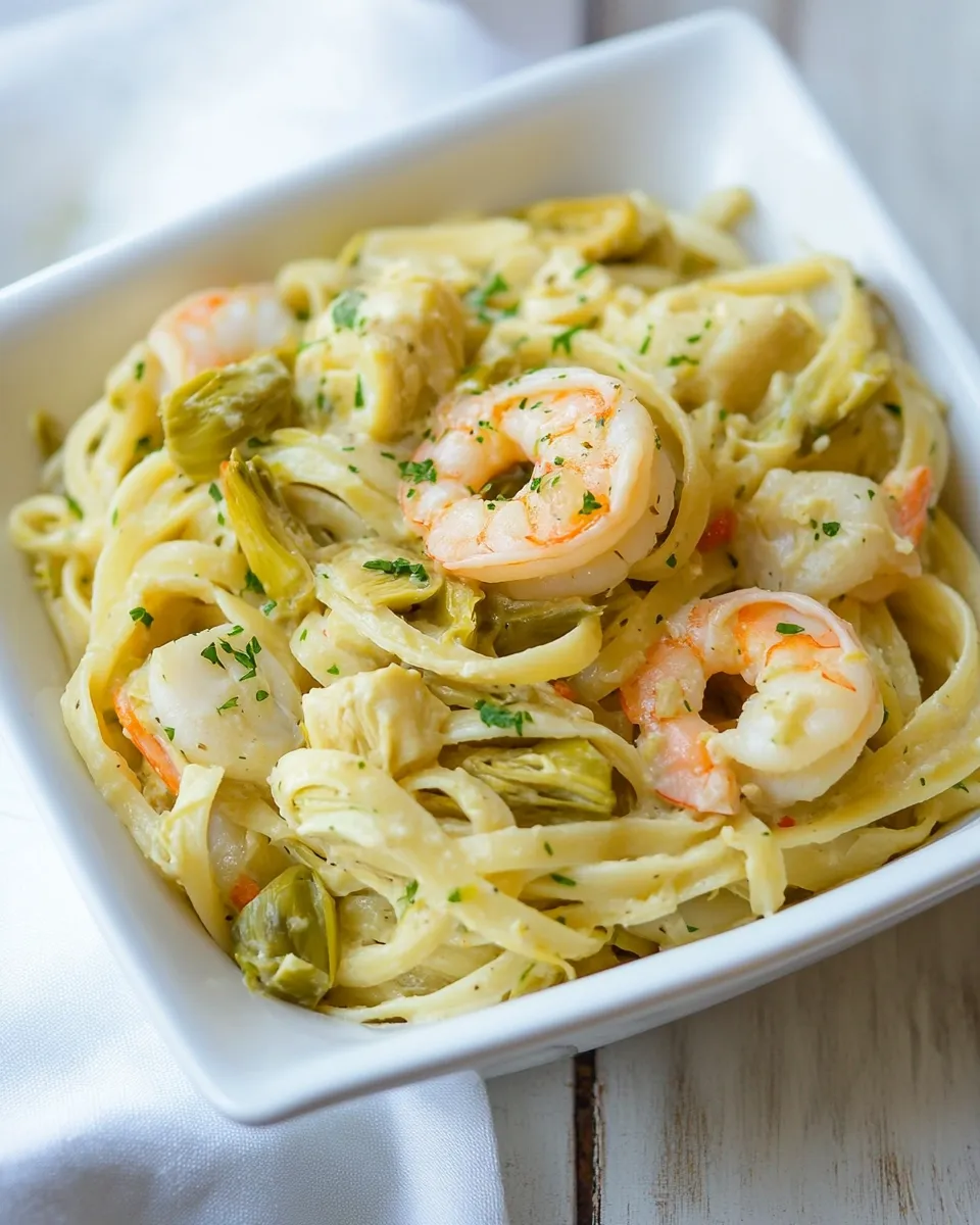 Easy Shrimp and Artichoke Linguine Recipe dish photo