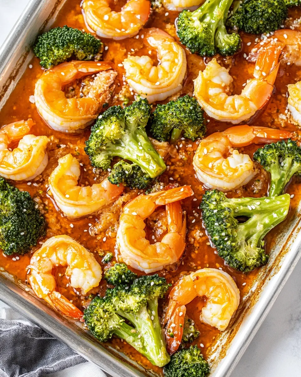 Easy Shrimp and Broccoli Sheet Pan Dinner food shot