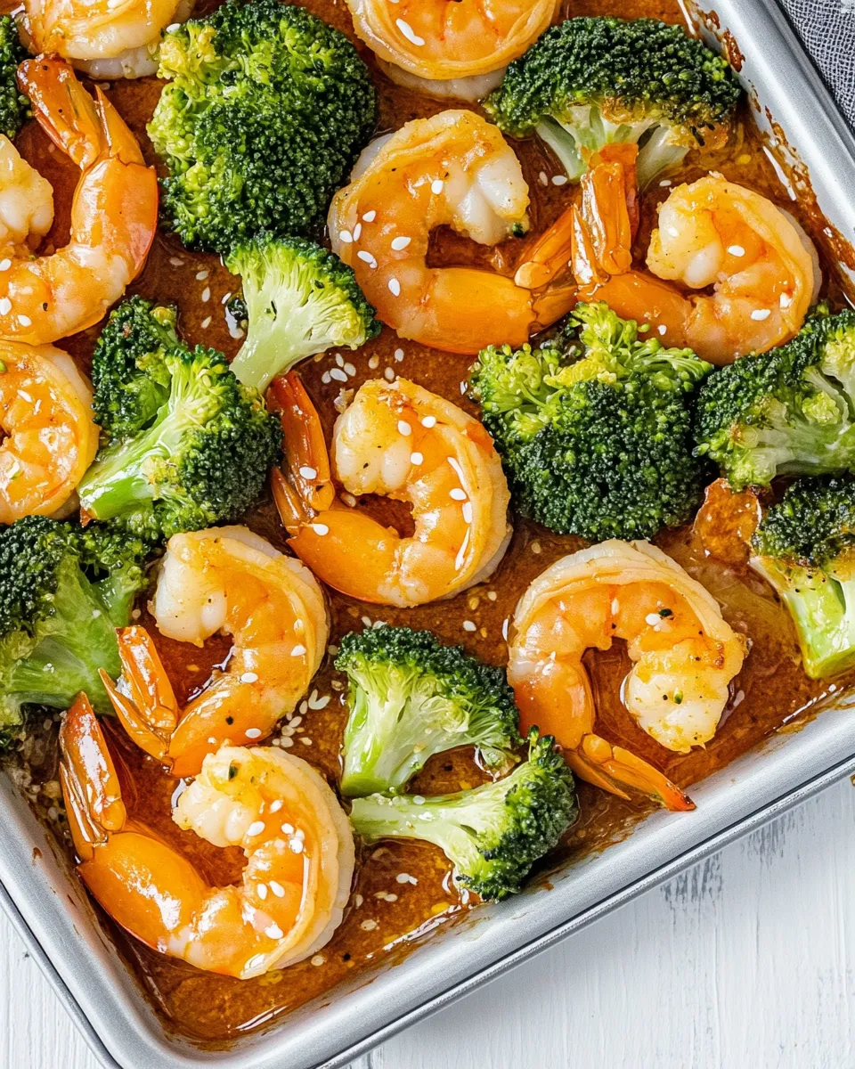 Delicious Shrimp and Broccoli Sheet Pan Dinner plate image