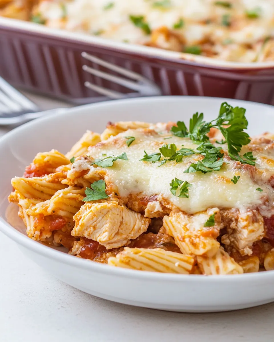 Classic Skinny Chicken Parmesan Casserole dish photo