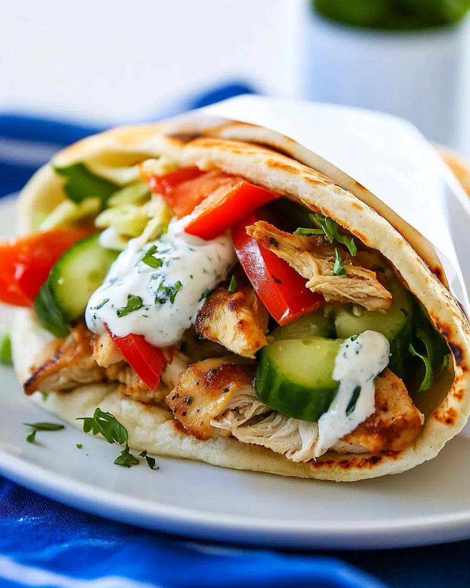 Delicious Slow Cooker Chicken Gyros plate image