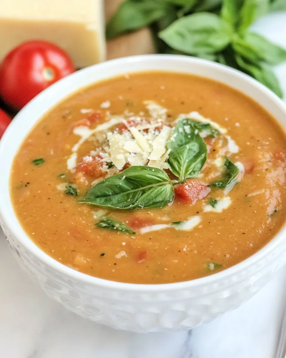 Classic Slow Cooker Tomato Basil Parmesan Soup image