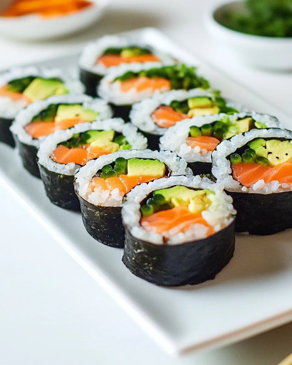 Easy Smoked Salmon Kimbap food shot