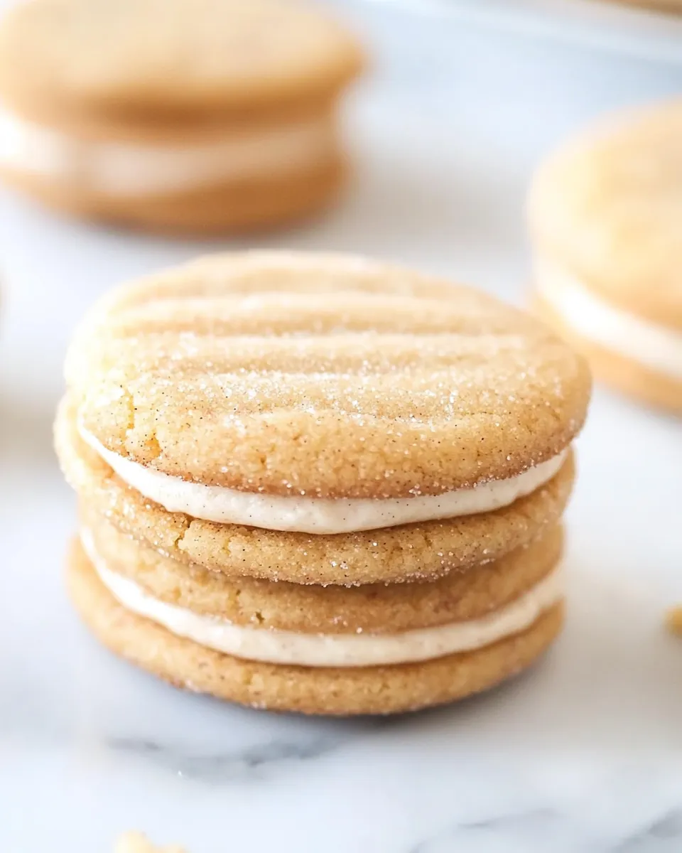 Delicious Snickerdoodle Sandwich Cookies food shot