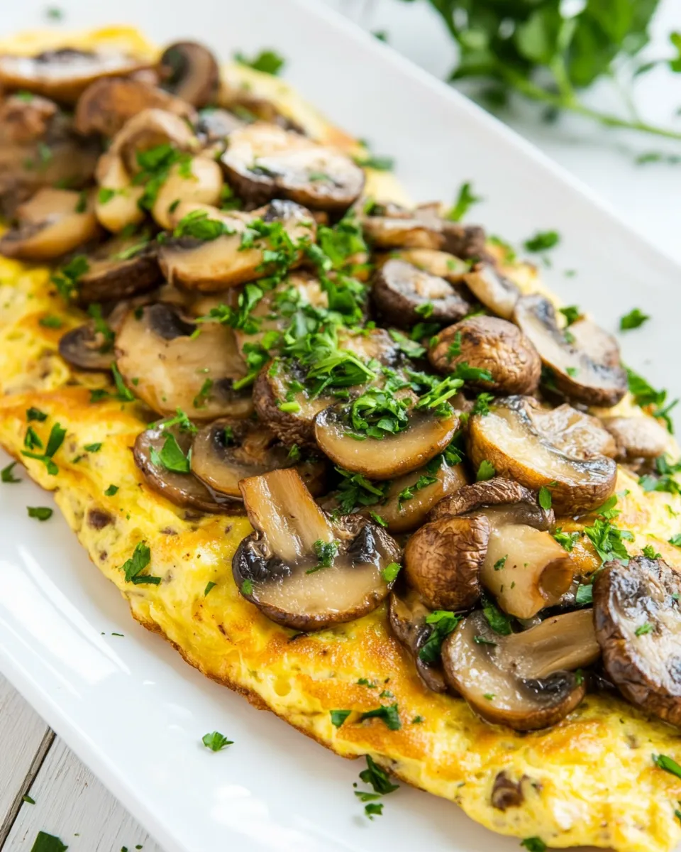 Easy Souffle Omelette with Mushrooms food shot