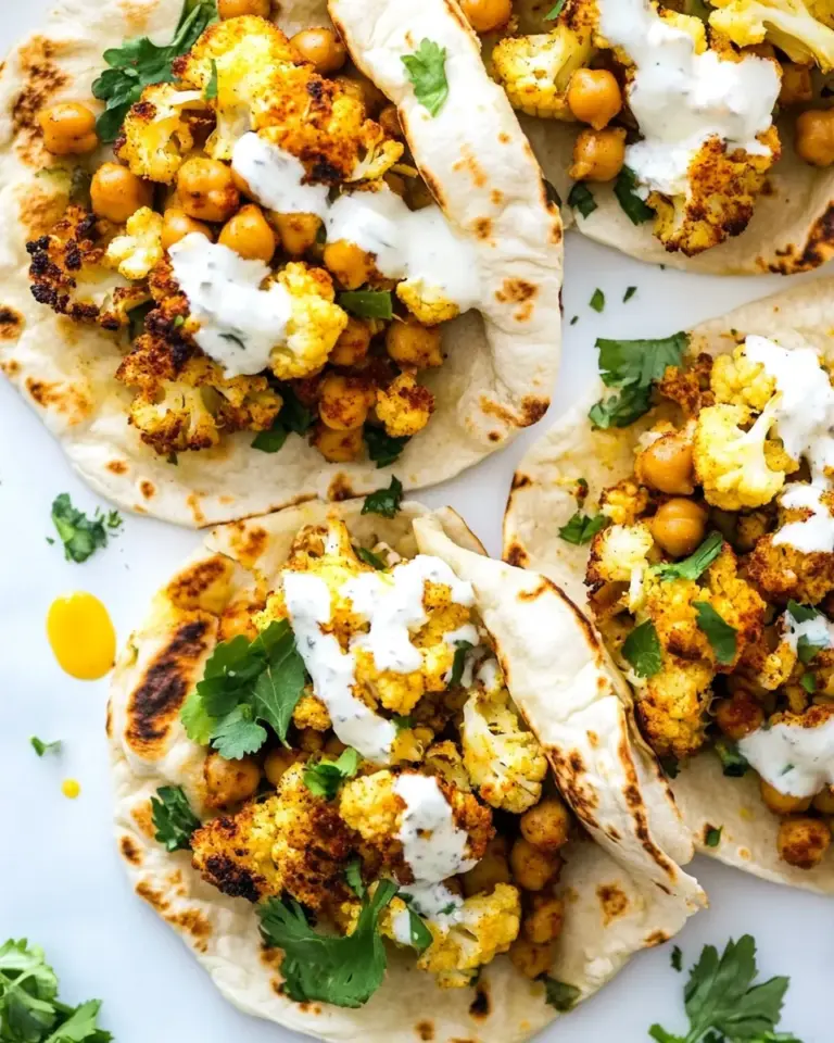 Delicious Spiced Cauliflower Chickpea Pitas recipe photo