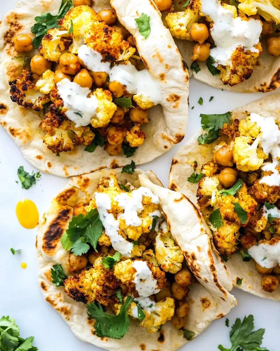 Delicious Spiced Cauliflower Chickpea Pitas recipe photo