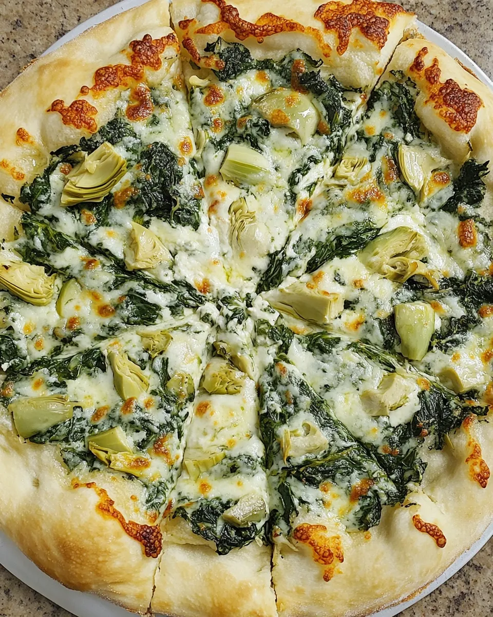 Delicious Spinach Artichoke Pizza plate image