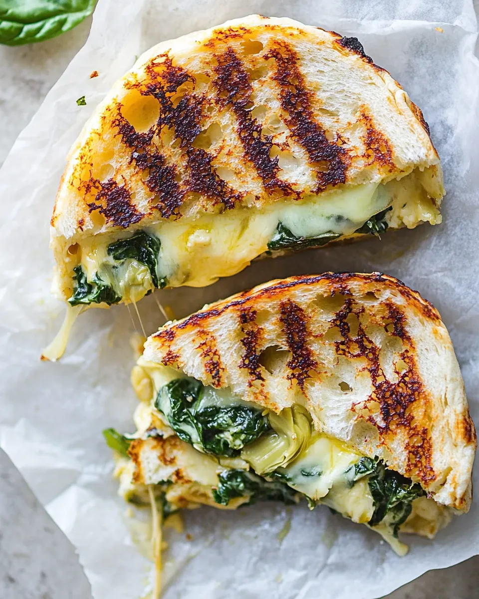 Homemade Spinach and Artichoke Pita Grilled Cheese. recipe photo