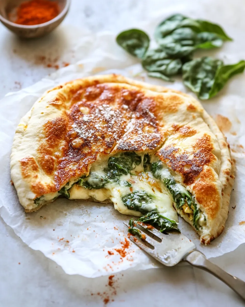 Classic Spinach and Artichoke Pita Grilled Cheese. dish photo