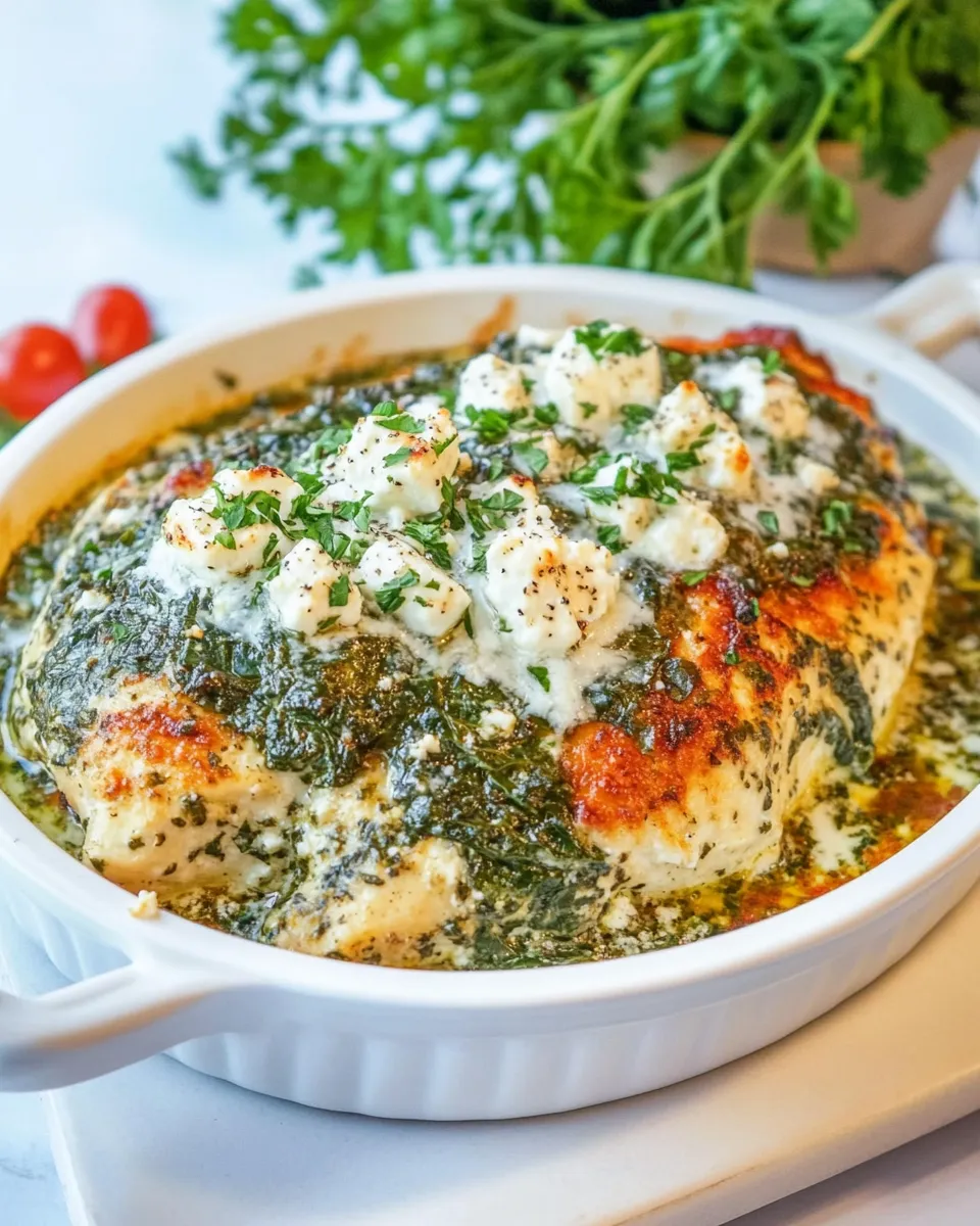 Delicious Spinach and Feta Chicken plate image
