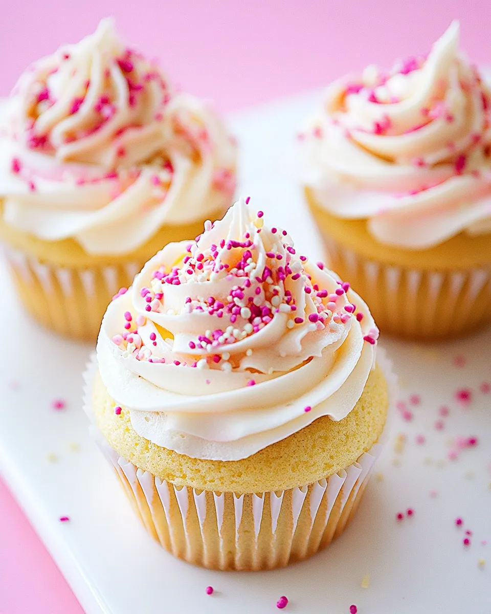 Delicious Sprinkle-Filled Cupcakes with Marshmallow Buttercream recipe image