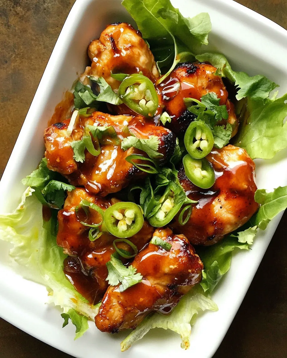 Easy Sticky Tamarind Chicken with Crisp Lettuce food shot