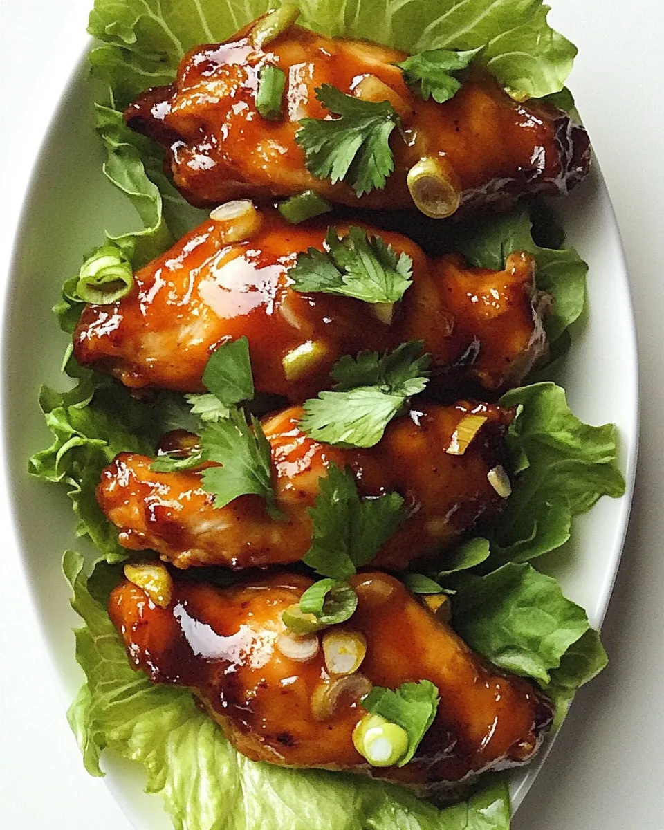 Delicious Sticky Tamarind Chicken with Crisp Lettuce plate image