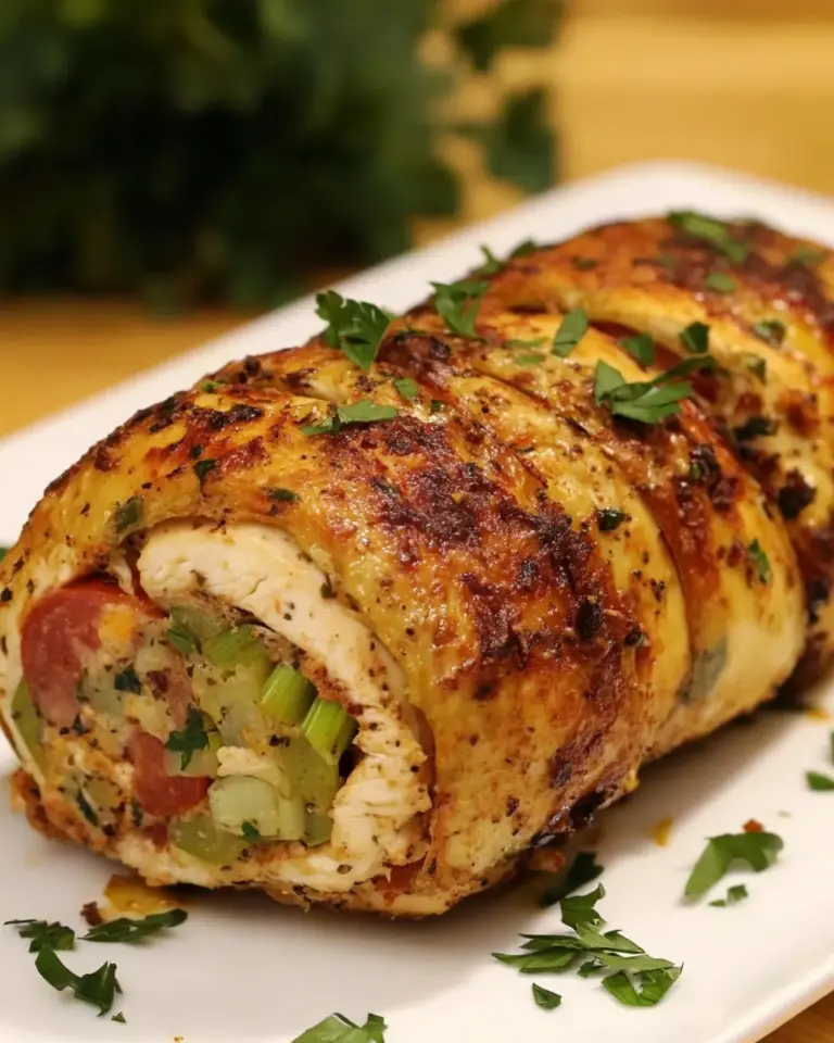 Homemade Stuffed Chicken Roll with Leek, Tomato and Cheese recipe photo