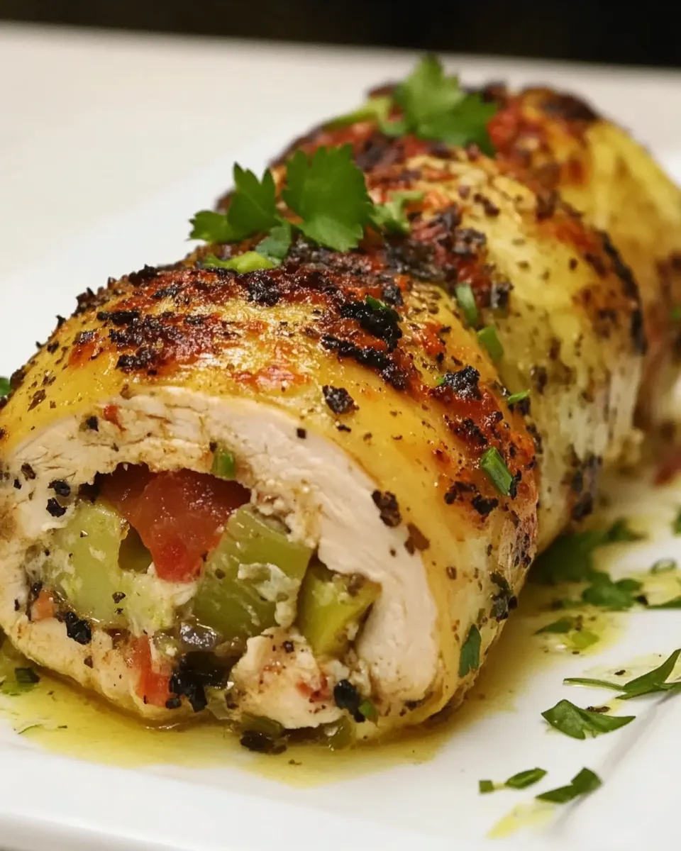 Classic Stuffed Chicken Roll with Leek, Tomato and Cheese dish photo